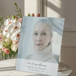 Elegante script funerair tafelbord reclamebord met voetstuk
