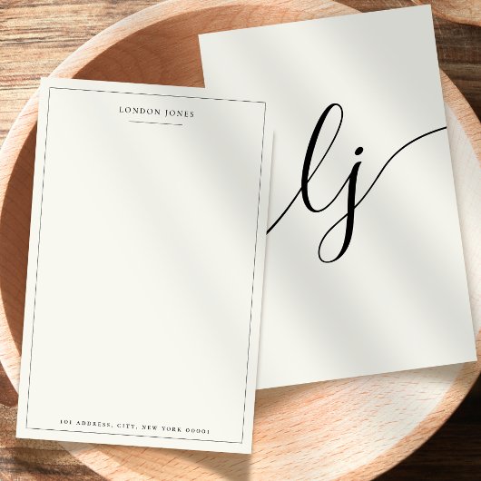Elegante script gepersonaliseerd briefpapier Ivoor