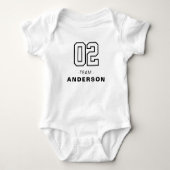 Elegante script gepersonaliseerde baby romper maat (Voorkant)