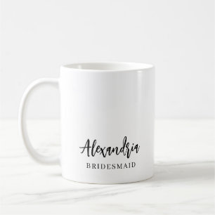 Elegante script gepersonaliseerde bruidsmeisjesnaa koffiemok