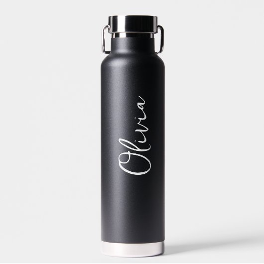 Elegante script gepersonaliseerde naam minimalisti waterfles (Voorkant)