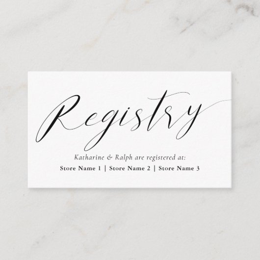 Elegante Script Geschenkregistratie Informatiekaartje (Voorkant)