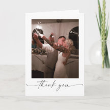 Elegante script gevouwen trouwthank-youkaart