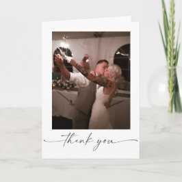 Elegante script gevouwen trouwthank-youkaart bedankkaart
