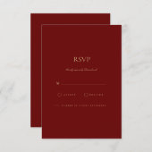Elegante Script Gold- en Deep Red RSVP-kaart RSVP Kaartje (Voorkant / Achterkant)