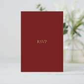 Elegante Script Gold- en Deep Red RSVP-kaart RSVP Kaartje (Staand voorkant)