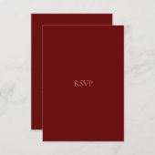Elegante Script Gold- en Deep Red RSVP-kaart RSVP Kaartje (Voorkant / Achterkant)