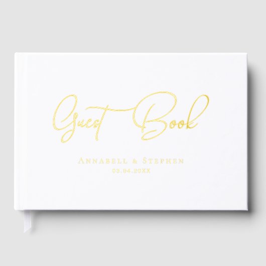 Elegante, Script Gold-Folie-Font bruiloft Gastenboek (Voorkant)