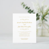 Elegante Script Goud Chique Budget Huwelijksuitnod (Staand voorkant)