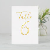 Elegante script goud folie tafel nummers uitnodiging (Staand Voorkant)
