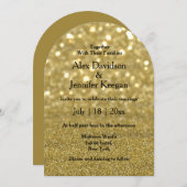 Elegante Script Goud Luxe Sparkles Boog bruiloft Kaart (Voorkant / Achterkant)