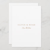 Elegante script goud & witte Save The Date-kaart  Aankondiging (Voorkant / Achterkant)