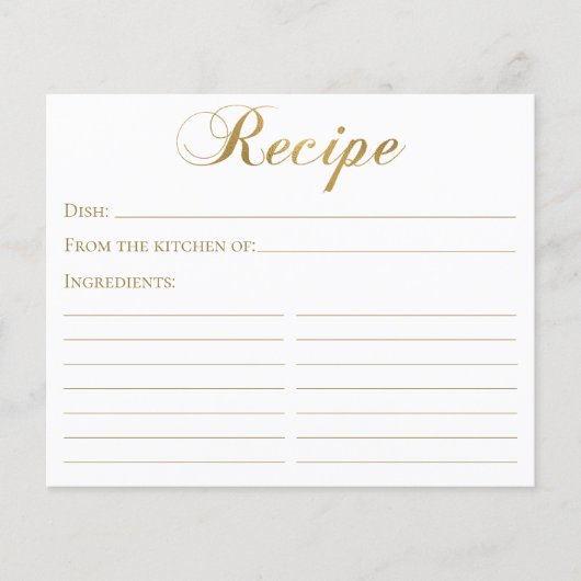 Elegante script gouden bruiloftsrecept kaart (Voorkant)