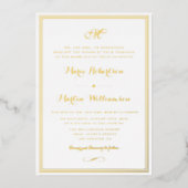 Elegante script gouden lijst huwelijksuitnodiging folie uitnodiging (Voorkant)