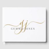 Elegante script gouden monogram eerste letters naa gastenboek (Voorkant)