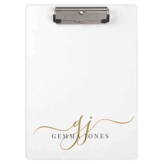 Elegante script gouden monogram eerste letters naa klembord (Voorkant)