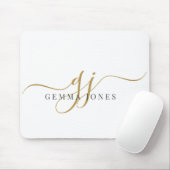 Elegante script gouden monogram eerste letters naa muismat (Met muis)