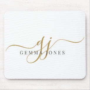 Elegante script gouden monogram eerste letters naa muismat