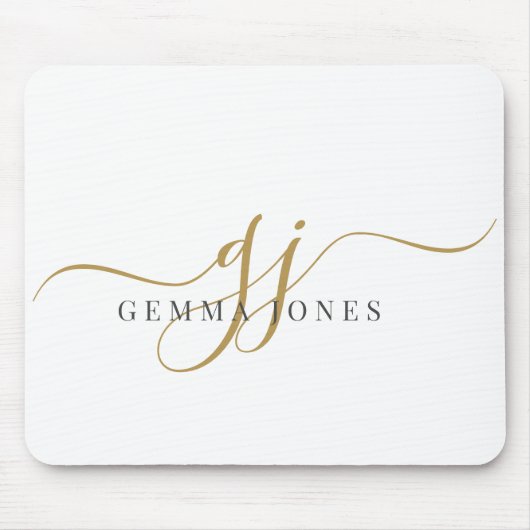 Elegante script gouden monogram eerste letters naa muismat (Voorkant)