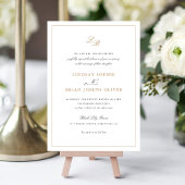 Elegante script gouden monogram moderne trouwkaart kaart