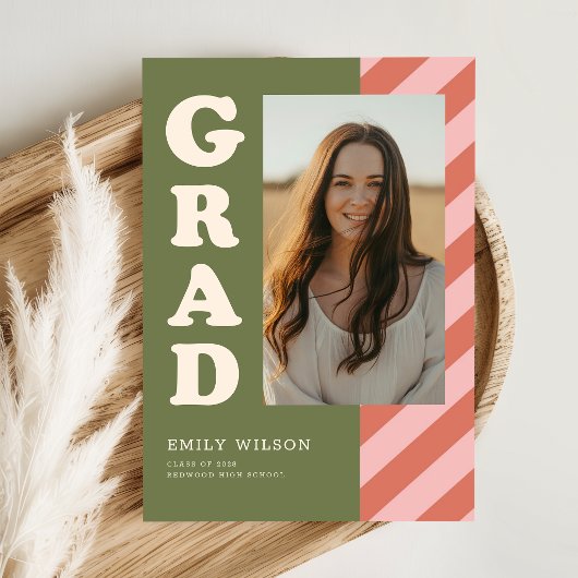 Elegante Script Grad Foto Afstudeer Uitnodiging