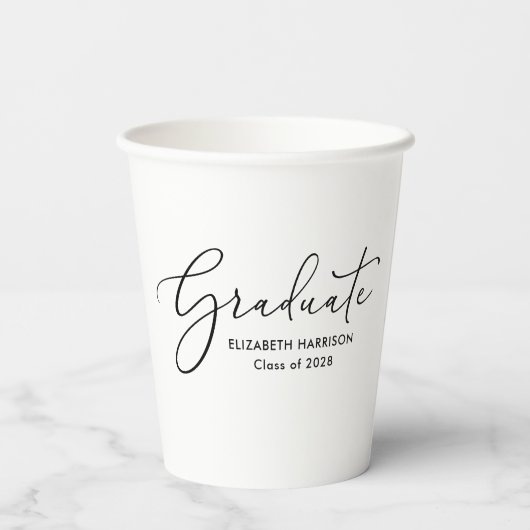 Elegante Script Graduation Party Paper Cups Papieren Bekers (Achterkant)