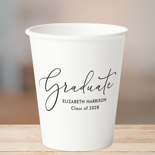 Elegante Script Graduation Party Paper Cups Papieren Bekers