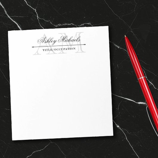 Elegante script grijs 2 initiaal monogram naam tit notitieblok