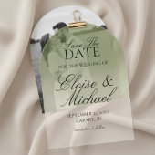 Elegante Script Groene Gradiënt Bewaar De Datum Acryl Uitnodigingen