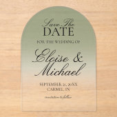 Elegante Script Groene Gradiënt Bewaar De Datum Acryl Uitnodigingen (Voorkant)
