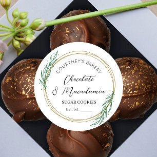 Elegante Script Groene Krans Suikerkoekjes Eten Ronde Sticker