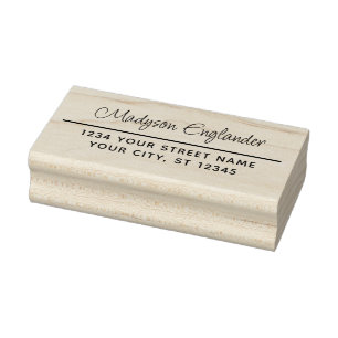 Elegante Script Handtekening #73 Naam Retouradres Rubberstempel