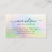 Elegante script handtekening holografie regenboog  visitekaartje (Achterkant)