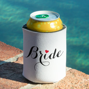 Elegante Script Hart Bruid Kan Koeler Hoes Coozie