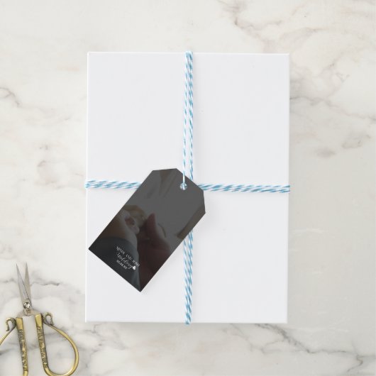 Elegante Script Hart Foto Cadeaulabel (Met Touw)