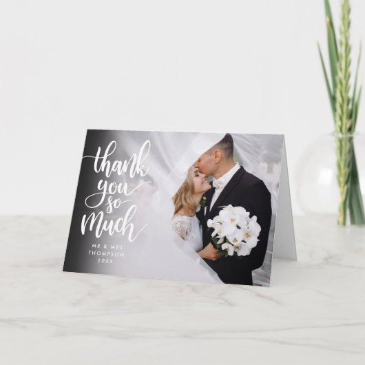 Elegante Script Hartelijk Dank Trouwfoto Bedankkaart (Voorkant)