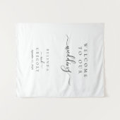 Elegante Script Hartelijk Welkom Op Onze Bruiloft Wandkleed (Voorkant (horizontaal))