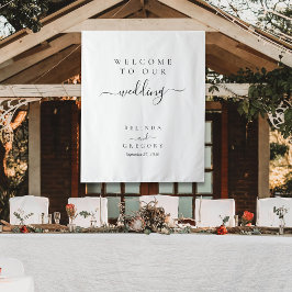 Elegante Script Hartelijk Welkom Op Onze Bruiloft Wandkleed
