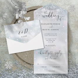 Elegante Script Harten Minimalistische Winterhuwel All In One Uitnodiging