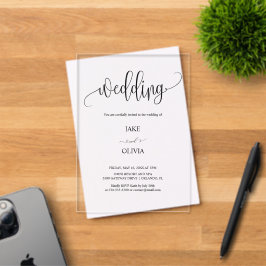Elegante Script Heldere Acryl Trouwuitnodiging Uitnodigingen