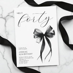 Elegante Script Hello Forty Boog 40e Verjaardagsfe Kaart