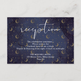 Elegante script hemel huwelijksreceptie informatiekaartje