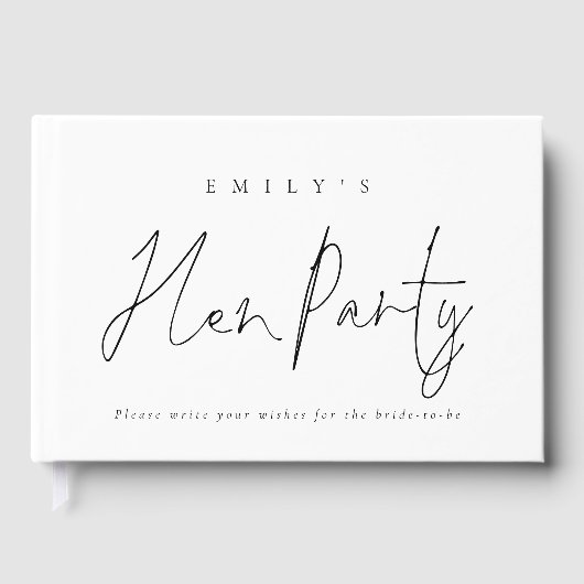 Elegante script Hen Party elke kleur Gastenboek (Voorkant)