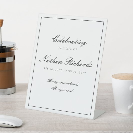 Elegante Script Herdenkingsviering van het Leven Reclamebord Met Voetstuk (Insitu)