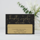 Elegante Script Himmelse Mysterieuze Huwelijk RSVP Kaartje (Staand voorkant)