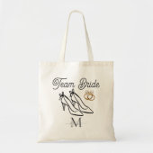 Elegante script hoge hakken team bruid monogram tote bag (Voorkant)