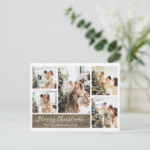 Elegante Script Houtstructuur 5 Foto Kerstmis Feestdagenkaart (Staand voorkant)