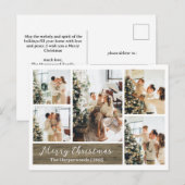 Elegante Script Houtstructuur 5 Foto Kerstmis Feestdagenkaart (Voorkant / Achterkant)