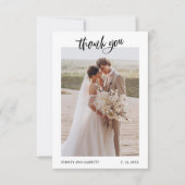 Elegante Script Huwelijk 2-Foto Bedankkaart (Voorkant)