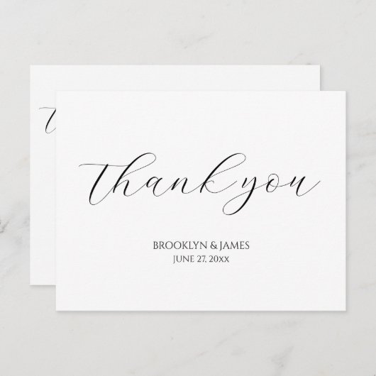 Elegante Script Huwelijk Bedankkaartjes Briefkaart (Voorkant / Achterkant)